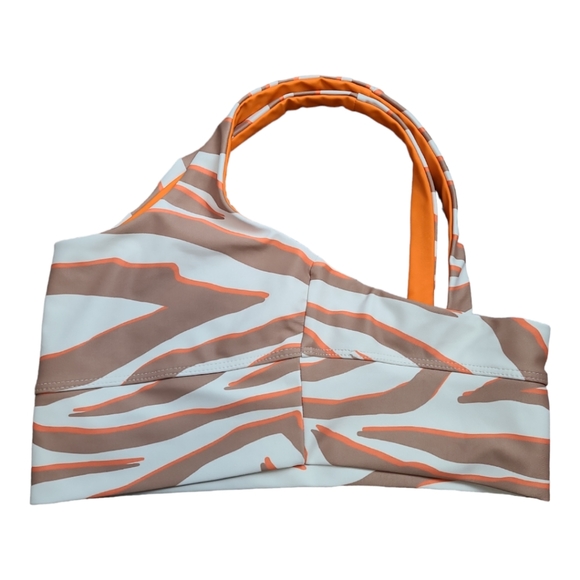 BEACH RIOT Leah bra top cloud cream zebra print orange cream brown sports bra M - Picture 8 of 15